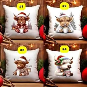 Highland Cow'S Cozy Christmas Pillow Covers