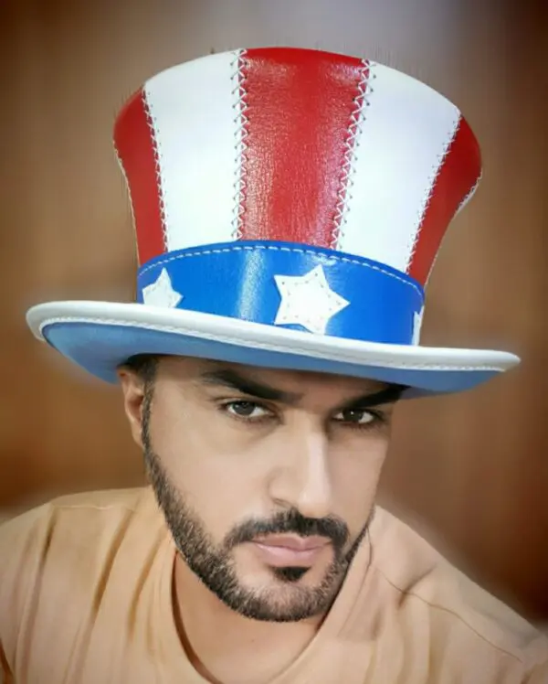 Uncle Sam American Flag Leather Top Hat