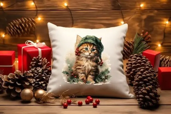 Pretty Christmas Cats Pillow Covers