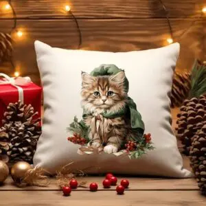 Pretty Christmas Cats Pillow Covers