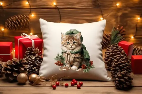 Pretty Christmas Cats Pillow Covers