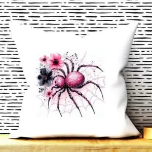 Pink Spider Pillow Cover