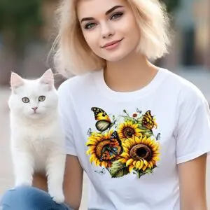 Sunflowers And Butterflies Graphic Tee