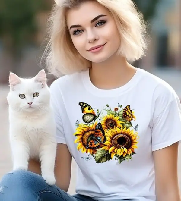 Sunflowers And Butterflies Graphic Tee