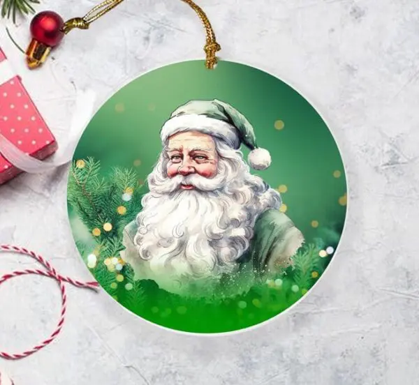 3-Inch Double-Sided Santa Ceramic Ornament