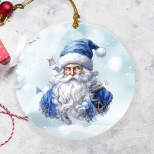 3-Inch Double-Sided Santa Ceramic Ornament