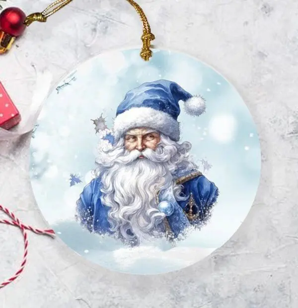 3-Inch Double-Sided Santa Ceramic Ornament