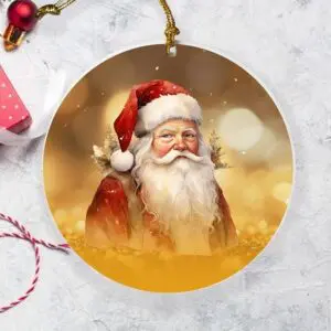 3-Inch Double-Sided Santa Ceramic Ornament