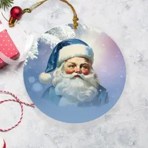 3-Inch Double-Sided Santa Ceramic Ornament