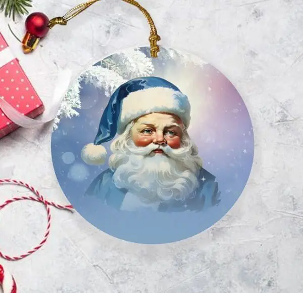 3-Inch Double-Sided Santa Ceramic Ornament