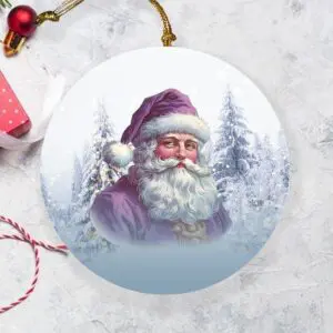 3-Inch Double-Sided Santa Ceramic Ornament