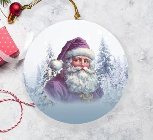 3-Inch Double-Sided Santa Ceramic Ornament