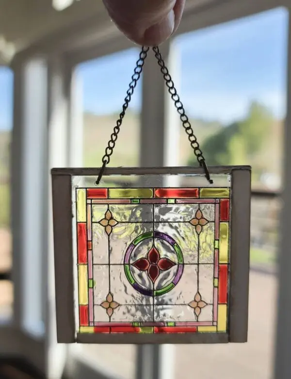 Adorable Square Dollhouse Miniature Stained Glass Window 3