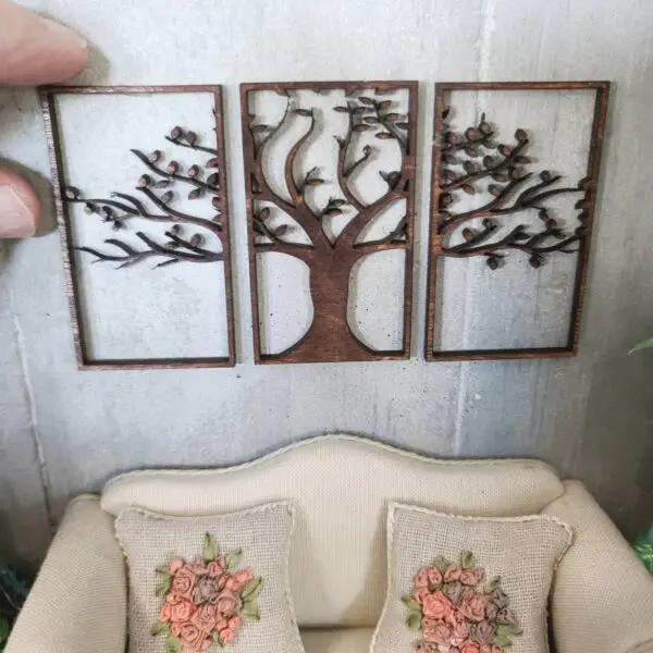 Beautiful Dollhouse Miniature Tree Triptych