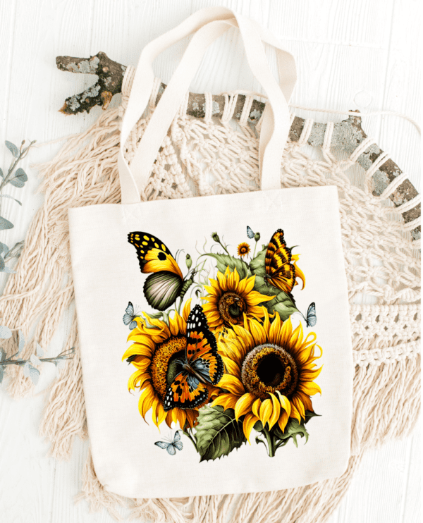 Printed Sunflower Canvas Tote