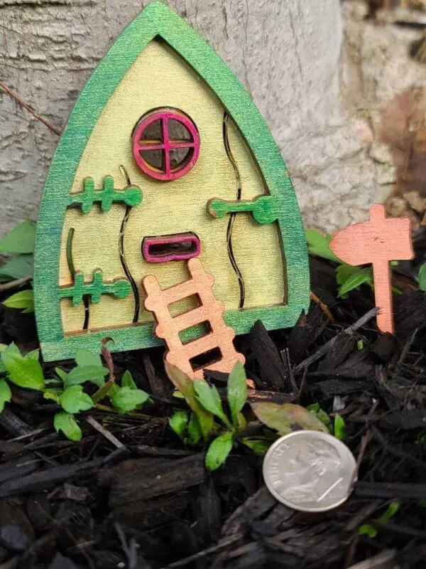 Charming Miniature Green Mouse Door For Secret Garden