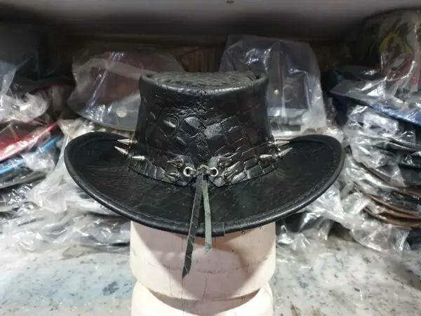 Cowboy Skull Black Crocodile Leather Hat