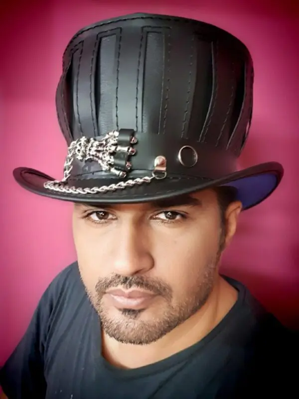 Steampunk Gothic Mad Hatter Leather Top Hat