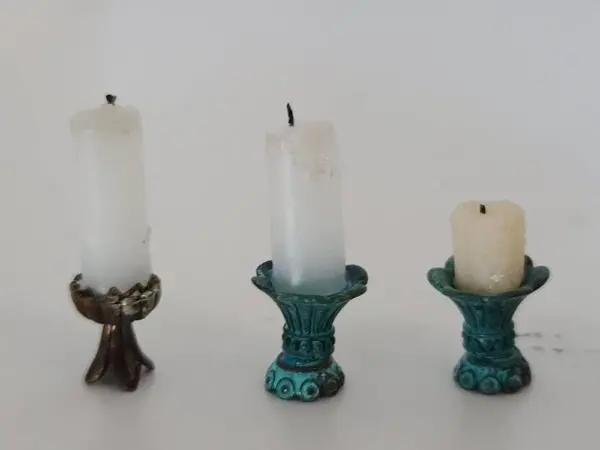 Candles With Metal Patina Accent