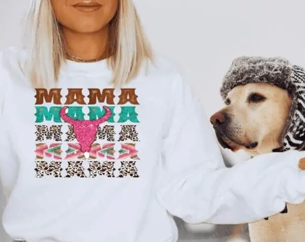 Mama Sweatshirt With Bull Skull