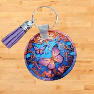 Beautiful Keychain With Colorful Butterflies