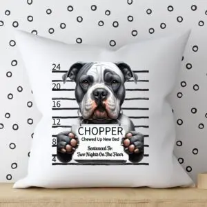 Personalized Pit Bulldog Mugshot Accent Pillow Cover