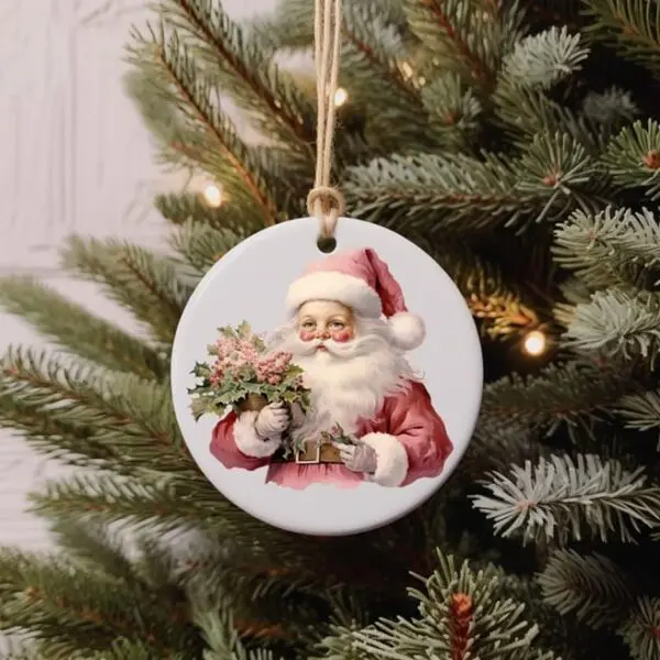 Pink Ceramic Christmas Ornaments