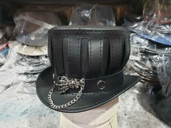 Steampunk Gothic Mad Hatter Leather Top Hat