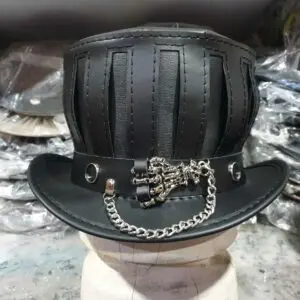 Steampunk Gothic Mad Hatter Leather Top Hat