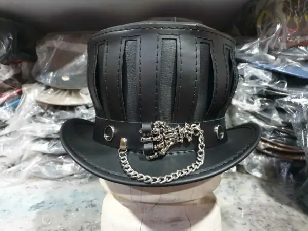 Steampunk Gothic Mad Hatter Leather Top Hat