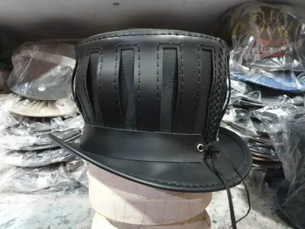 Steampunk Gothic Mad Hatter Leather Top Hat