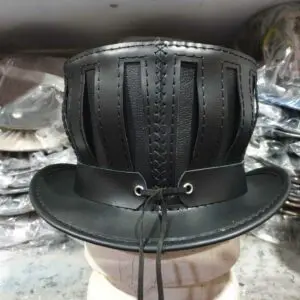 Steampunk Gothic Mad Hatter Leather Top Hat