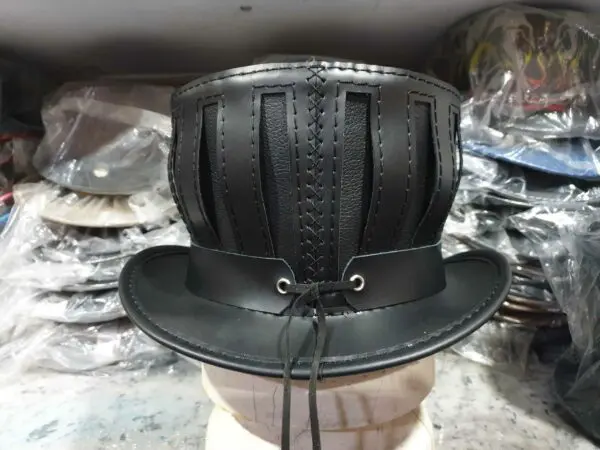 Steampunk Gothic Mad Hatter Leather Top Hat