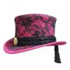 Steampunk Black Crusty Band Pink Leather Ladies Top Hat