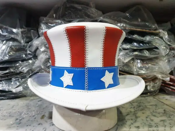 Uncle Sam American Flag Leather Top Hat