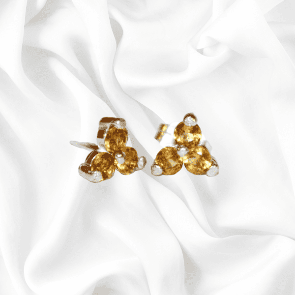 Silver Citrine Cluster Stud Earrings