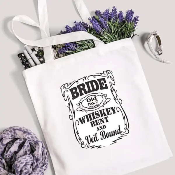 Whiskey Bent And Veil Bound Bridal Tote