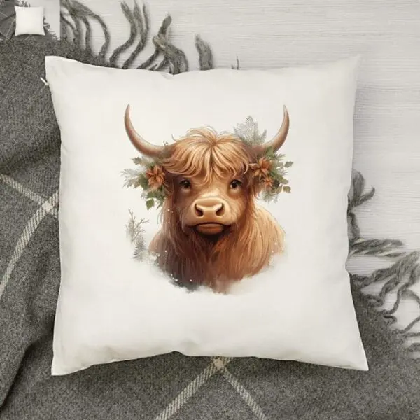 Highland Cow Throw Pillow Cover