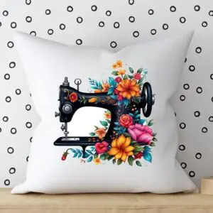 Vintage Sewing Machine Accent Pillow Cover