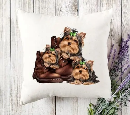 Yorkies Bliss Accent Pillow