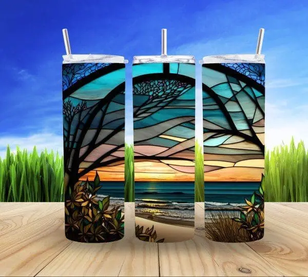 Beach Stained Glass 20Oz Tumbler