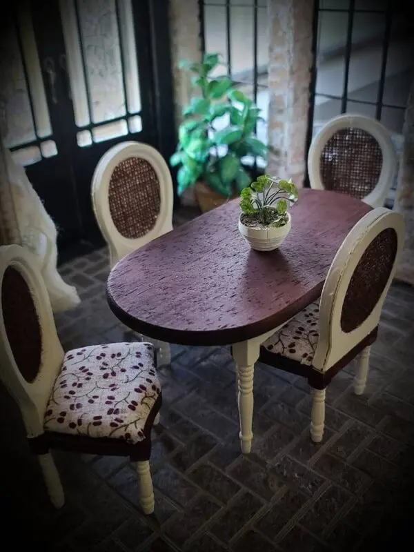 Beautiful Dollhouse Miniature Farmhouse Dining Table