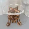 Unique Round Miniature Ornate Table With Acrylic Top