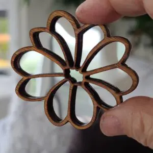 Beautiful Dollhouse Miniature Wooden Flower Mirror