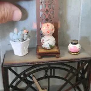 Pretty Dollhouse Miniature Zen Lamp Wooden Stand