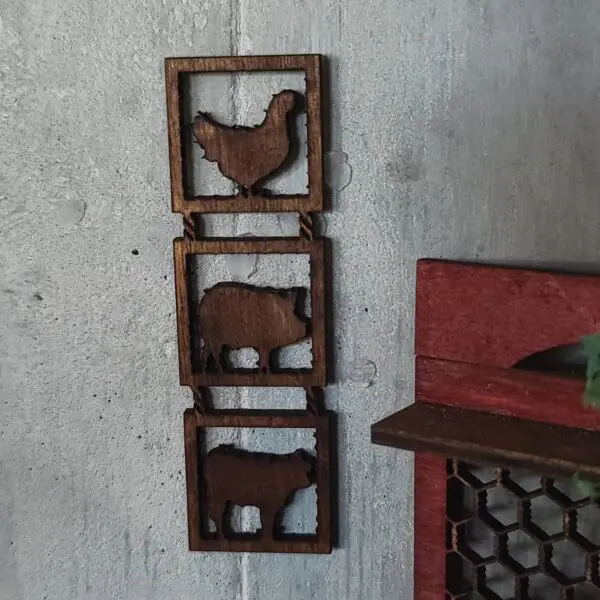 Adorable Dollhouse Miniature Farmhouse Animals Wall Plaque