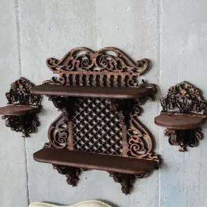 Ornate Dollhouse Decorative Wooden Lattice with Side Shelves