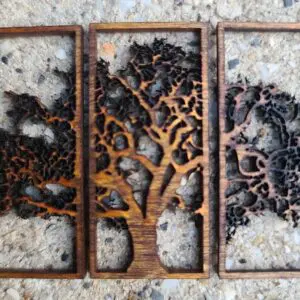 Beautiful Dollhouse Wooden Triptych Tree Wall Art