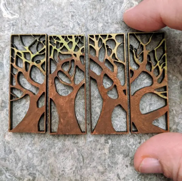 Beautiful Dollhouse Wooden Quadriptych Forest Wall Art