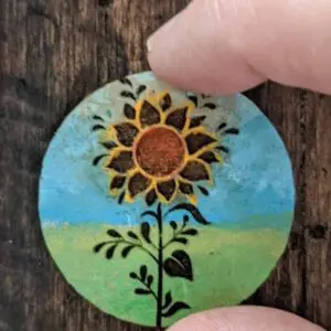 Dollhouse Miniature Wooden Sunflower Plaque